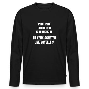 va te faire - T-shirt manches longues Premium bio Homme - noir - Devant - Nico (187cm)