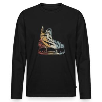 Hockey sur glace Patin à glace Style Rétro Vintage - T-shirt manches longues Premium bio Homme - noir - Devant - Nico (187cm)