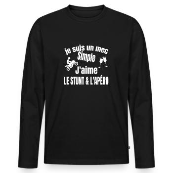 stunt et apéro - T-shirt manches longues Premium bio Homme - noir - Devant - Nico (187cm)