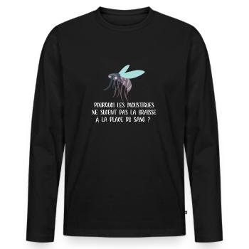 pourquoi les moustiques ne sucent pas la graisse - T-shirt manches longues Premium bio Homme - noir - Devant - Nico (187cm)