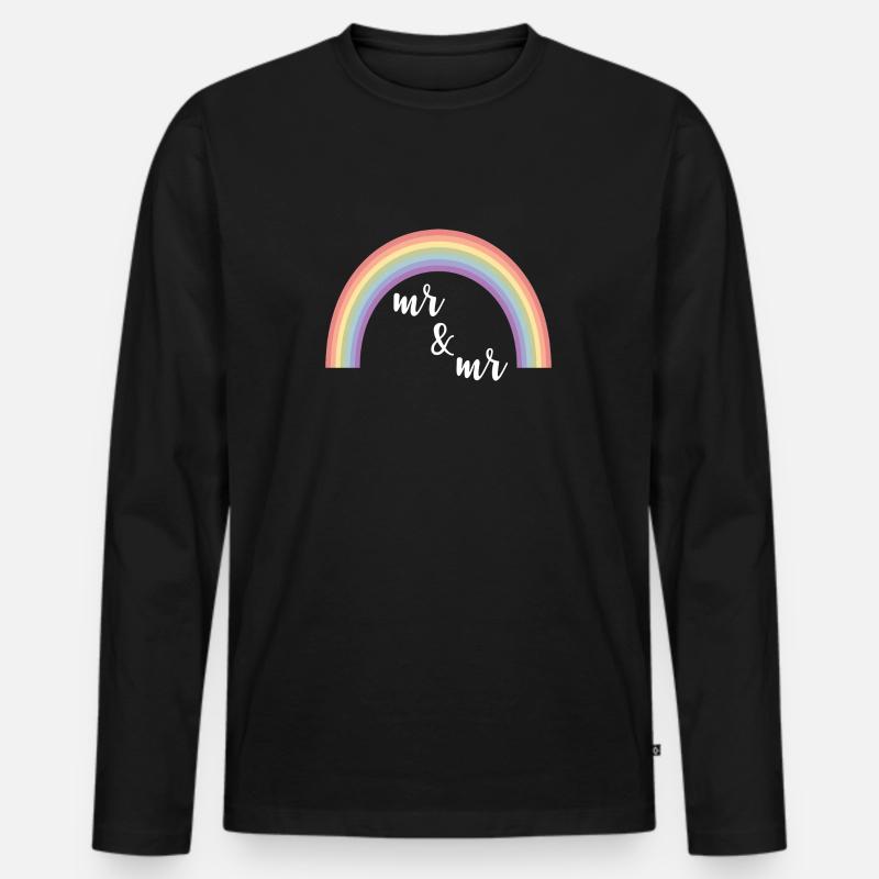 Mr and Mr Regenbogen - Männer Premium Bio Langarmshirt - Schwarz