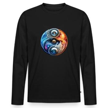 Yin Yang - T-shirt manches longues Premium bio Homme - noir - Devant - Nico (187cm)