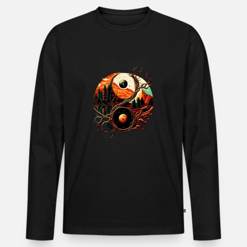 Yin Yang - Männer Premium Bio Langarmshirt - Schwarz