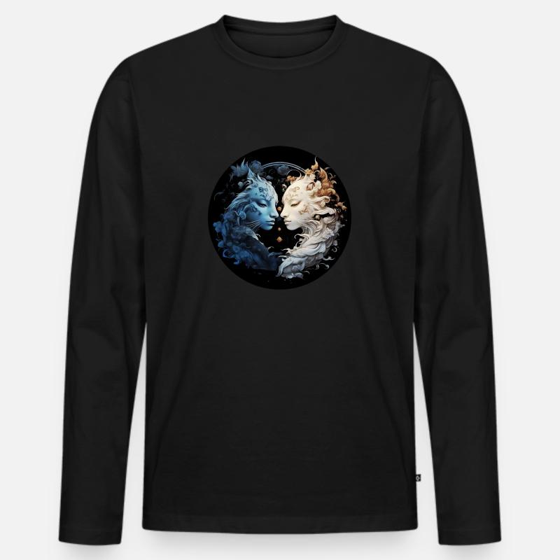 Yin Yang - Männer Premium Bio Langarmshirt - Schwarz