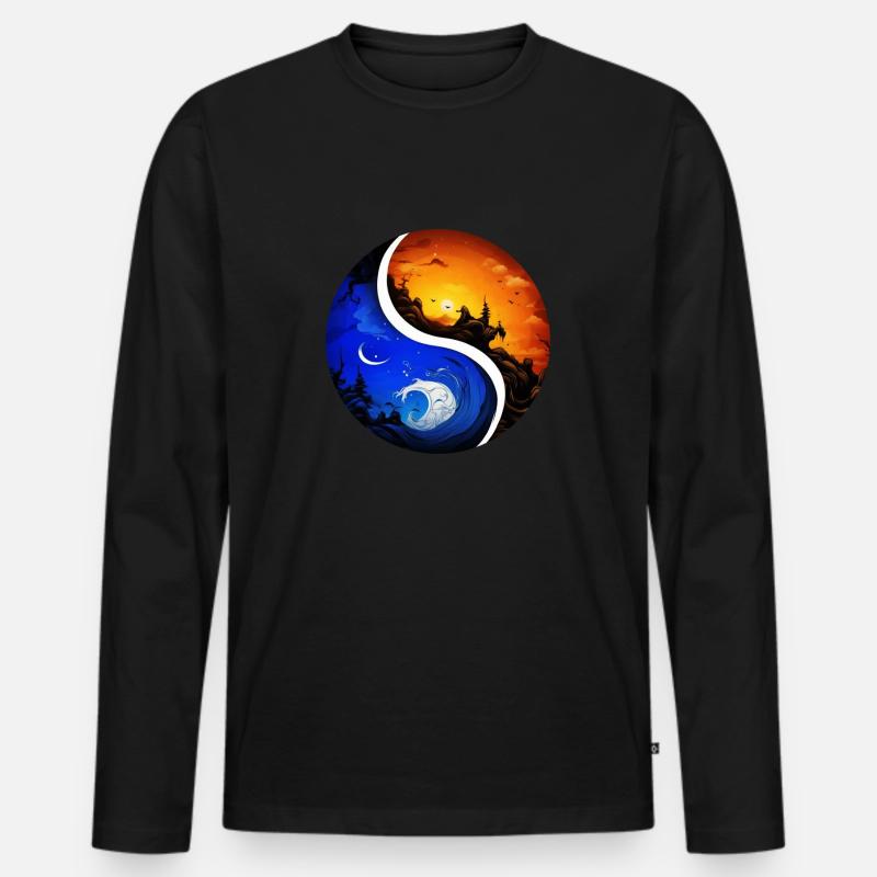 Yin Yang - Männer Premium Bio Langarmshirt - Schwarz