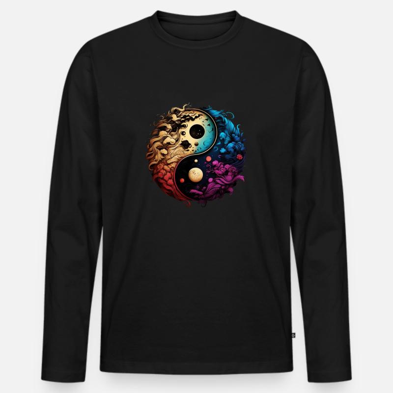 Yin Yang - Männer Premium Bio Langarmshirt - Schwarz