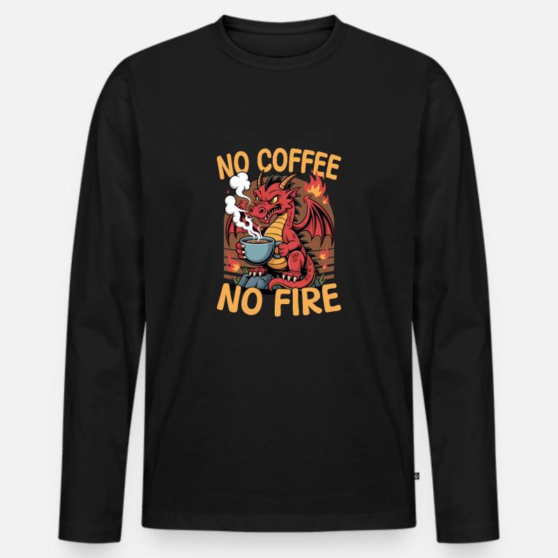 Dragon Coffee Mythical Creatures - Männer Premium Bio Langarmshirt - Schwarz