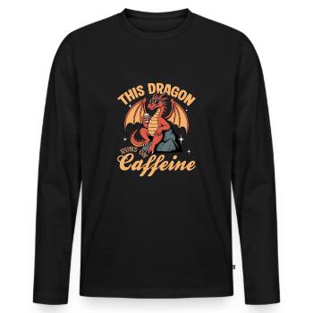 Dragon Coffee Mythical Creatures - Männer Premium Bio Langarmshirt - Schwarz - Vorne - Nico (187cm)