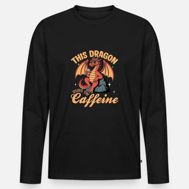 Dragon Coffee Mythical Creatures - Männer Premium Bio Langarmshirt - Schwarz