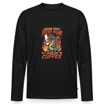 Dragon Coffee Mythical Creatures - Männer Premium Bio Langarmshirt - Schwarz - Vorne - Nico (187cm)