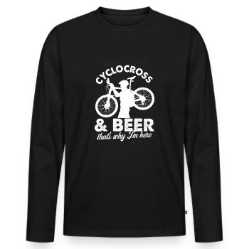 Cyclo-cross et design pour amateurs de bière - T-shirt manches longues Premium bio Homme - noir - Devant - Nico (187cm)