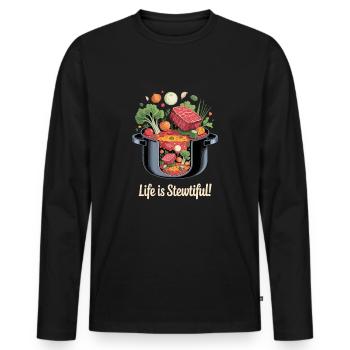 La vie est Stewtiful Cooking Design - T-shirt manches longues Premium bio Homme - noir - Devant - Nico (187cm)