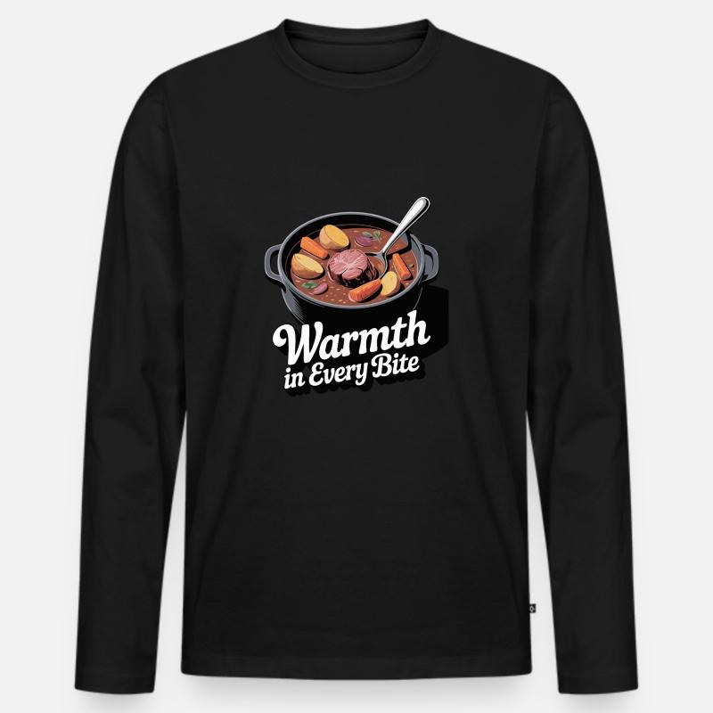 Warmth in Every Bite Design - Männer Premium Bio Langarmshirt - Schwarz