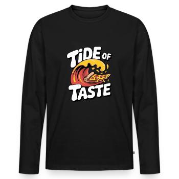 Marée du goût Pizza Wave Design - T-shirt manches longues Premium bio Homme - noir - Devant - Nico (187cm)