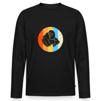 Forefinger Pointing Hand Fist Retro - Men's Premium Organic Long Sleeve Shirt - black - Front - Nico (187cm)
