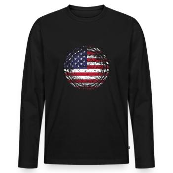 USA Amérique - T-shirt manches longues Premium bio Homme - noir - Devant - Nico (187cm)