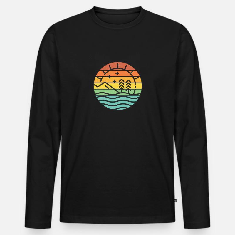 retro sunset island - Männer Premium Bio Langarmshirt - Schwarz