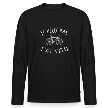 Je Peux Pas J'ai Vélo - T-shirt manches longues Premium bio Homme - noir - Devant - Nico (187cm)
