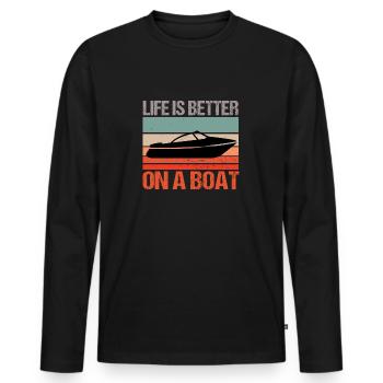 Boat bateau bateau de bateau de boating cadeau T-shirt - T-shirt manches longues Premium bio Homme - noir - Devant - Nico (187cm)