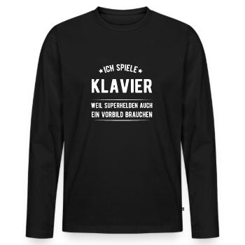 Klavier - Männer Premium Bio Langarmshirt - Schwarz - Vorne - Nico (187cm)