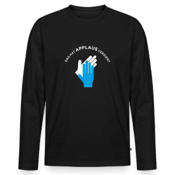 Das hat Applaus verdient / Hände klatschen Beifall - Männer Premium Bio Langarmshirt - Schwarz - Vorne - Nico (187cm)