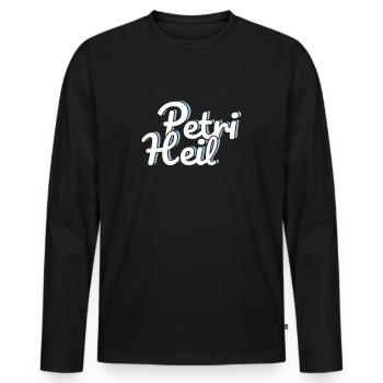Petri Heil - Männer Premium Bio Langarmshirt - Schwarz - Vorne - Nico (187cm)