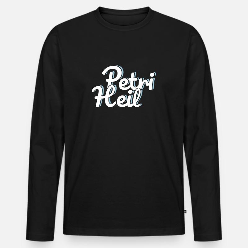 Petri Heil - Männer Premium Bio Langarmshirt - Schwarz