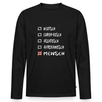 Rasse Mensch - Männer Premium Bio Langarmshirt - Schwarz - Vorne - Nico (187cm)