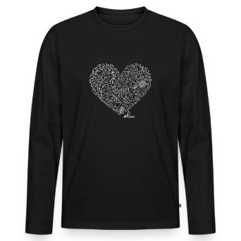Liebe, Love - Männer Premium Bio Langarmshirt - Schwarz - Vorne - Nico (187cm)