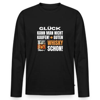 Lustiger Spruch Whisky Glück Geschenk - Männer Premium Bio Langarmshirt - Schwarz - Vorne - Nico (187cm)