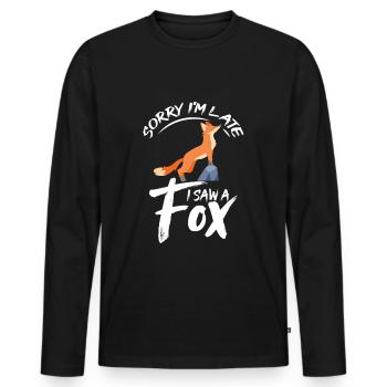 Humorous fox design with cute slogan - Men's Premium Organic Long Sleeve Shirt - black - Front - Nico (187cm)