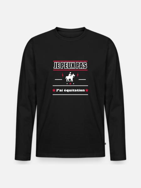 Je peux pas équitation - T-shirt manches longues Premium bio Homme - noir