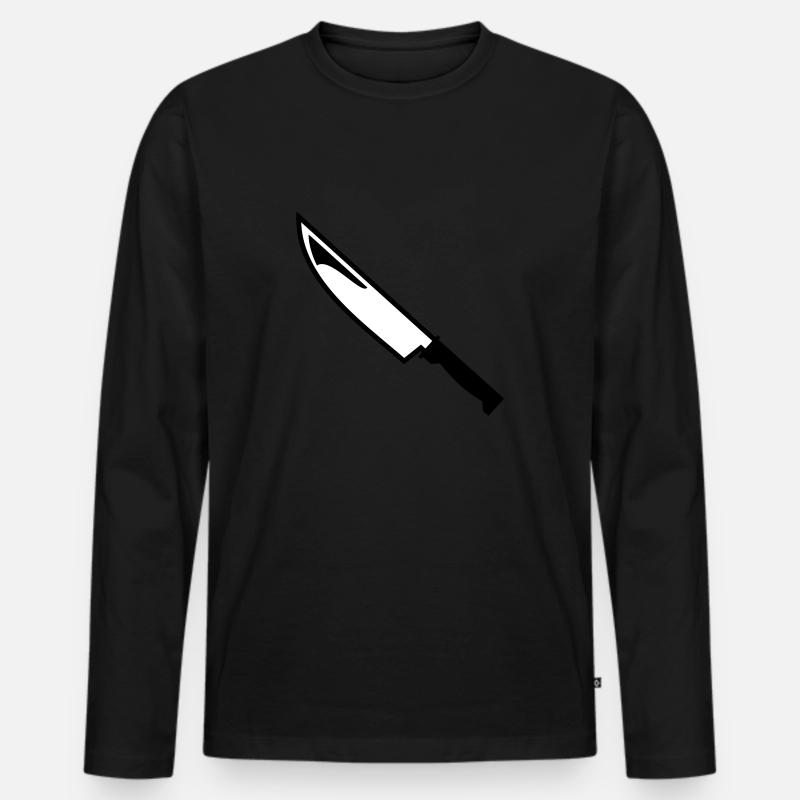 Messer - Männer Premium Bio Langarmshirt - Schwarz