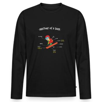 Anatomie eines Skifahrers - Männer Premium Bio Langarmshirt - Schwarz - Vorne - Nico (187cm)