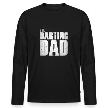 Darting Dad - Darts Father - Joueur de fléchettes Fête des pères - T-shirt manches longues Premium bio Homme - noir - Devant - Nico (187cm)
