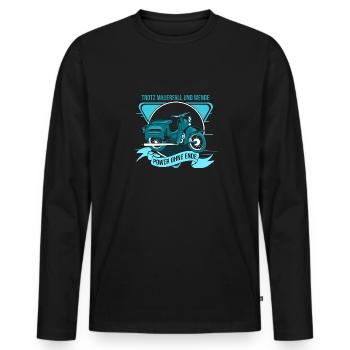 Moped fahren Ostalgie Schwalbe Simson Suhl Mauer - Männer Premium Bio Langarmshirt - Schwarz - Vorne - Nico (187cm)