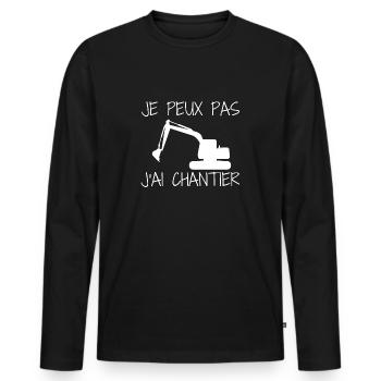 Je Peux Pas J'ai Chantier Travaux - T-shirt manches longues Premium bio Homme - noir - Devant - Nico (187cm)