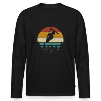 Cascadeur cascadeur scooter scooter rétro vintag - T-shirt manches longues Premium bio Homme - noir - Devant - Nico (187cm)