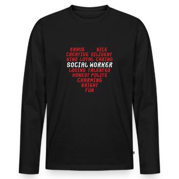 Travailleurs sociaux Travail social Travail social - T-shirt manches longues Premium bio Homme - noir - Devant - Nico (187cm)
