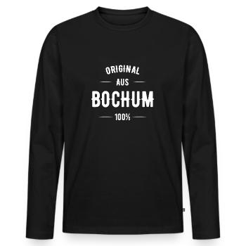 Bochum - Männer Premium Bio Langarmshirt - Schwarz - Vorne - Nico (187cm)