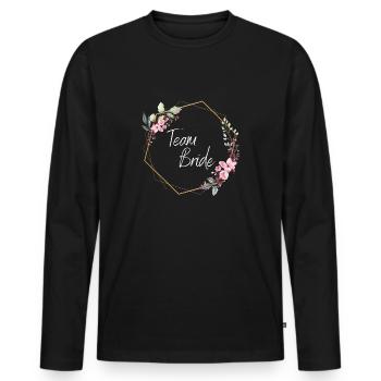 Team Bride Blumen Hochzeit Geschenk - Männer Premium Bio Langarmshirt - Schwarz - Vorne - Nico (187cm)