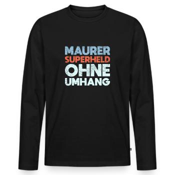 Maurer Superheld Ohne Umhang - Männer Premium Bio Langarmshirt - Schwarz - Vorne - Nico (187cm)