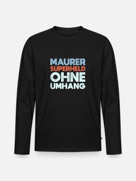 Maurer Superheld Ohne Umhang - Männer Premium Bio Langarmshirt - Schwarz