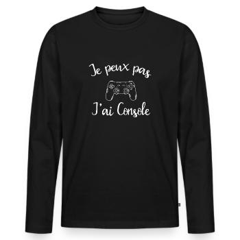 Je Peux Pas J'ai Console - T-shirt manches longues Premium bio Homme - noir - Devant - Nico (187cm)