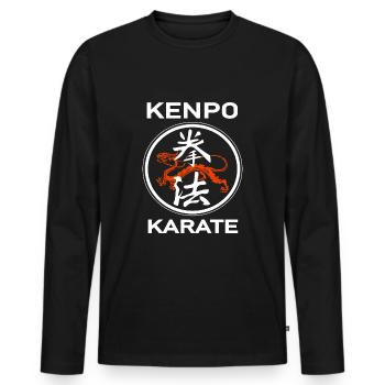 Kenpo Karaté T shirt avec dragon rouge - T-shirt manches longues Premium bio Homme - noir - Devant - Nico (187cm)