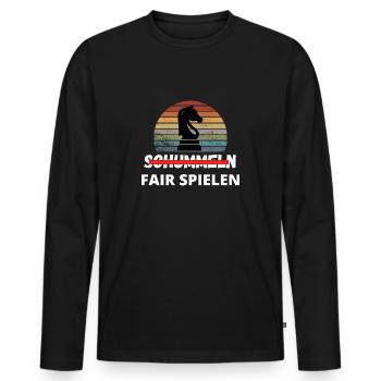 Schach Trend Schummeln Cheating Meme Queens Gambit - Männer Premium Bio Langarmshirt - Schwarz - Vorne - Nico (187cm)