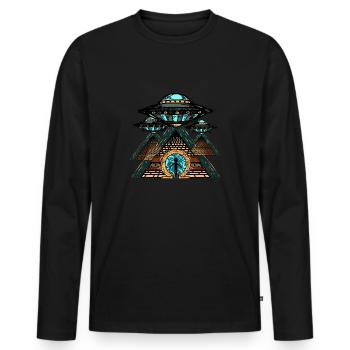 Ancient Astronaut Theory Gift for - Men's Premium Organic Long Sleeve Shirt - black - Front - Nico (187cm)