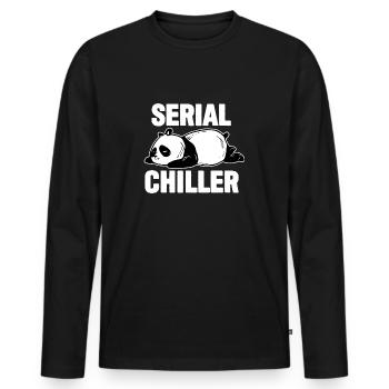 Panda Funny - Refroidisseur en série - T-shirt manches longues Premium bio Homme - noir - Devant - Nico (187cm)