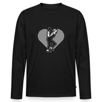 Coeur et danseur de Ska - garçon grossier de musique de ska - T-shirt manches longues Premium bio Homme - noir - Devant - Nico (187cm)