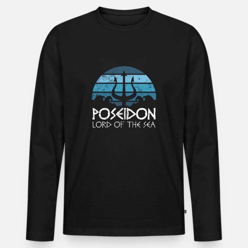 Altgriechischer Gott Poseidon Geschenk für einen - Männer Premium Bio Langarmshirt - Schwarz